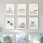 Framed Pink and Mint Green Coastal Wall Art - Image 2