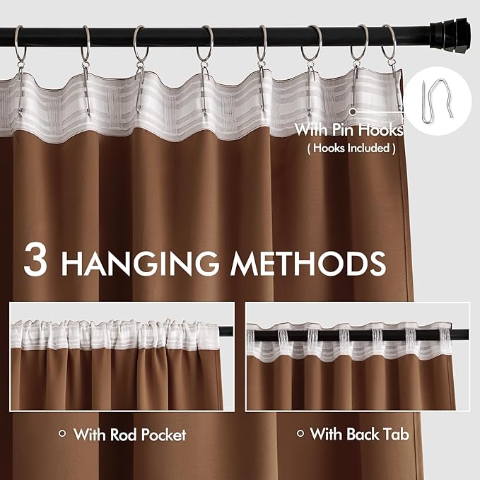 MIULEE Back Tab Blackout Curtains 90 Inch Long 2 Panels Set - Image 3