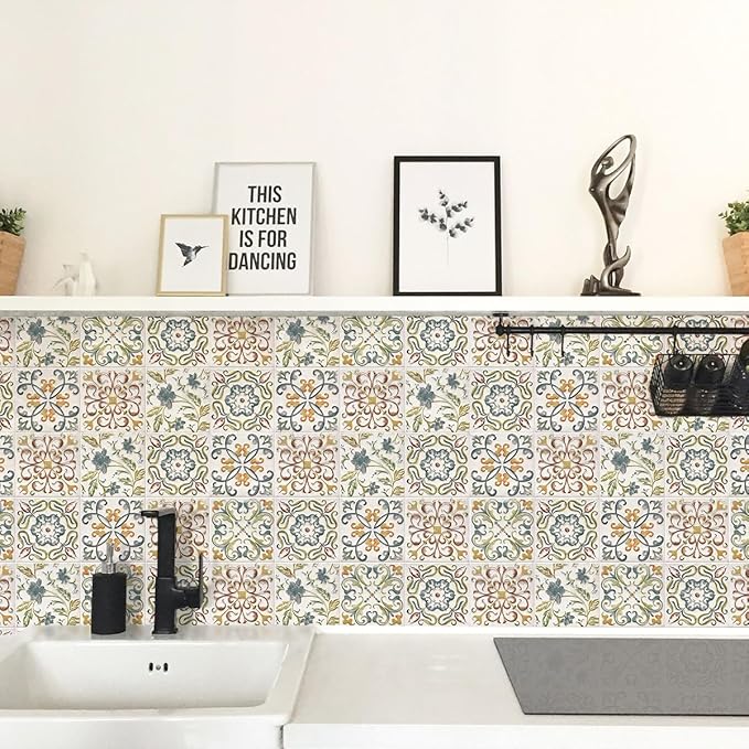 Wudnaye Bohemian Wallpaper Peel and Stick Faux Tile Contact Paper 17”×393” Tile - Image 7