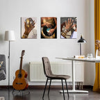 Black Girl wall Art Set of 3, African American Woman Wall Decor Fashion Gold - Image 5