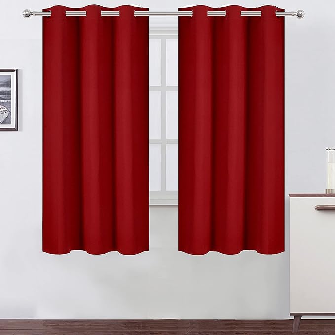 LEMOMO Red Blackout Curtains 34 x 63 Inch Length/Set of 2 Curtain by Lemomo