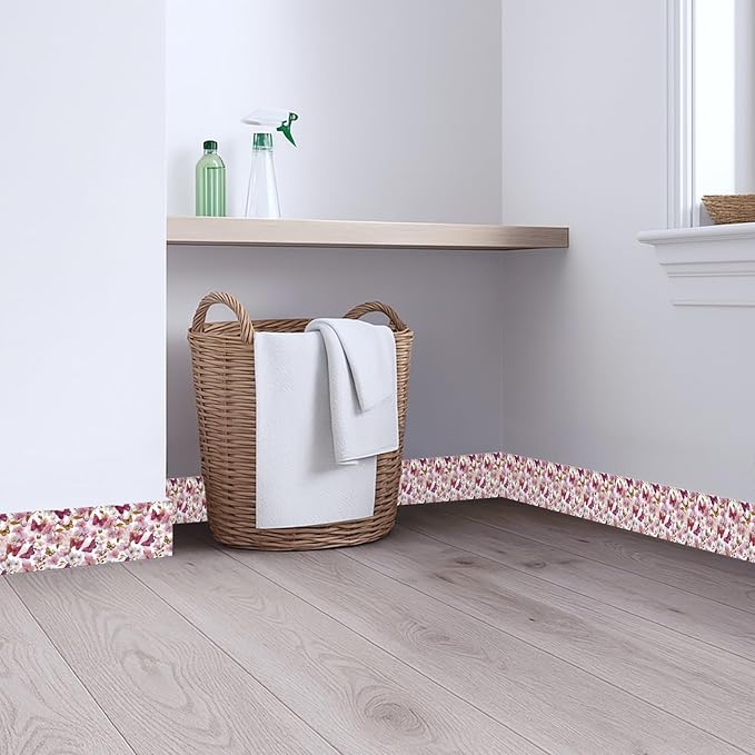 Pink Floral Wallpaper Border 196x4 Inch Peel and Stick Wall Border Removable - Image 2