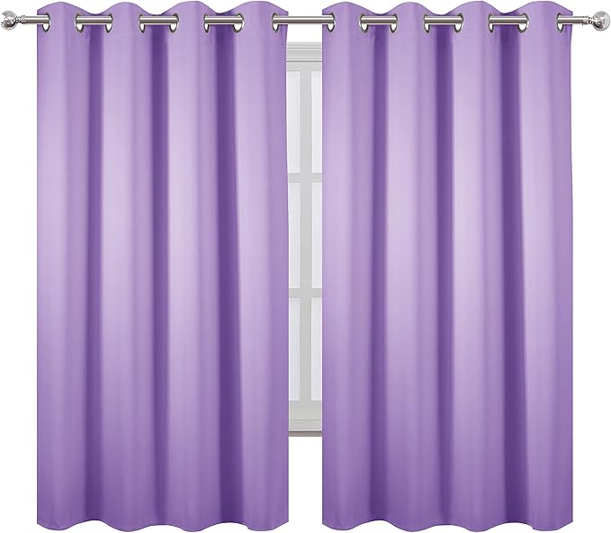 LEMOMO Lavender Blackout Curtains 52 x 63 Inch Length/Set of 2 Curtain - Image 2