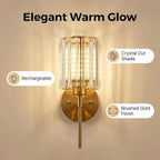 Gold Crystal Wall Sconce Battery Operated and Rechargeable Wall Light - Image 2