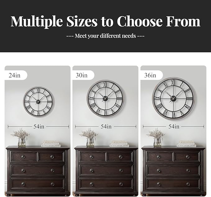 Cuspin Large Wall Clock for Living Room Decor, 24 Inch Round Farmhouse Wall - Image 5
