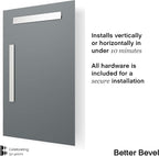 Better Bevel Frameless Rectangle Mirror | 24" x 30" Bathroom Wall Mirror - Image 3