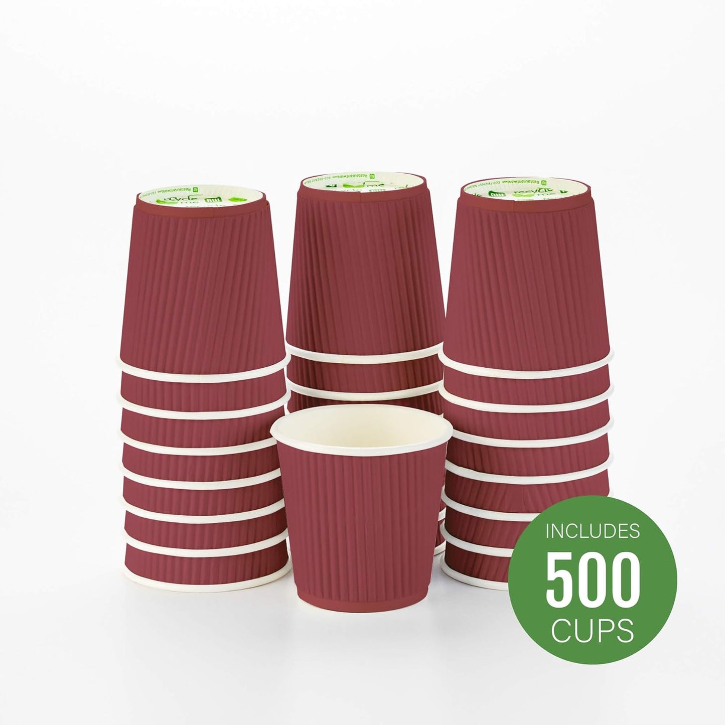 4 oz Crimson Paper Coffee Cup - Ripple Wall - 2 1/2" x 2 1/2" x 2 1/4" - 500 count box