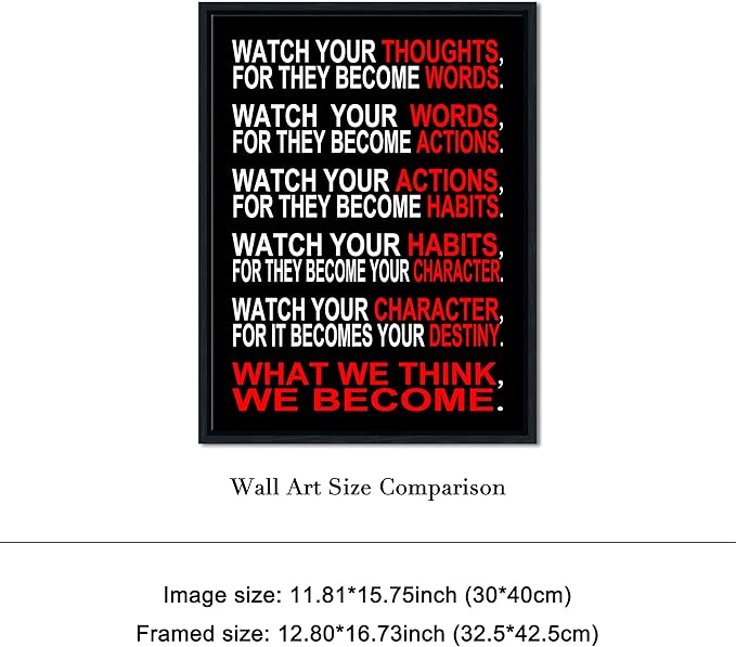 Pyradecor Black Framed Canvas Wall Art Inspirational Poster Office Positive - Image 4