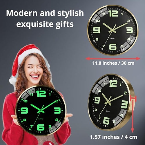 12-inch wall clock, powered by AA batteries, silent operation, large font - Image 2