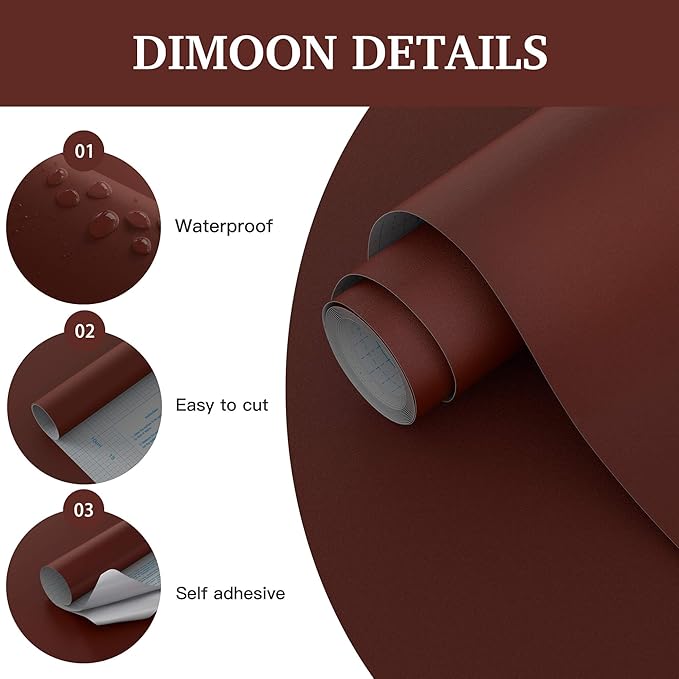Dimoon 118"x17.7" Peel and Stick Wallpaper Dark Red Contact Paper - Image 5