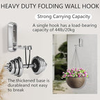 2PCS Foldable Wall Hooks, Heavy Duty Zinc Alloy Folding Wall Hooks, Folding - Image 7