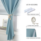 Thermal Blackout Curtains with Self-Adhesive Tape, No Rod No Drill Easy Install - Image 7