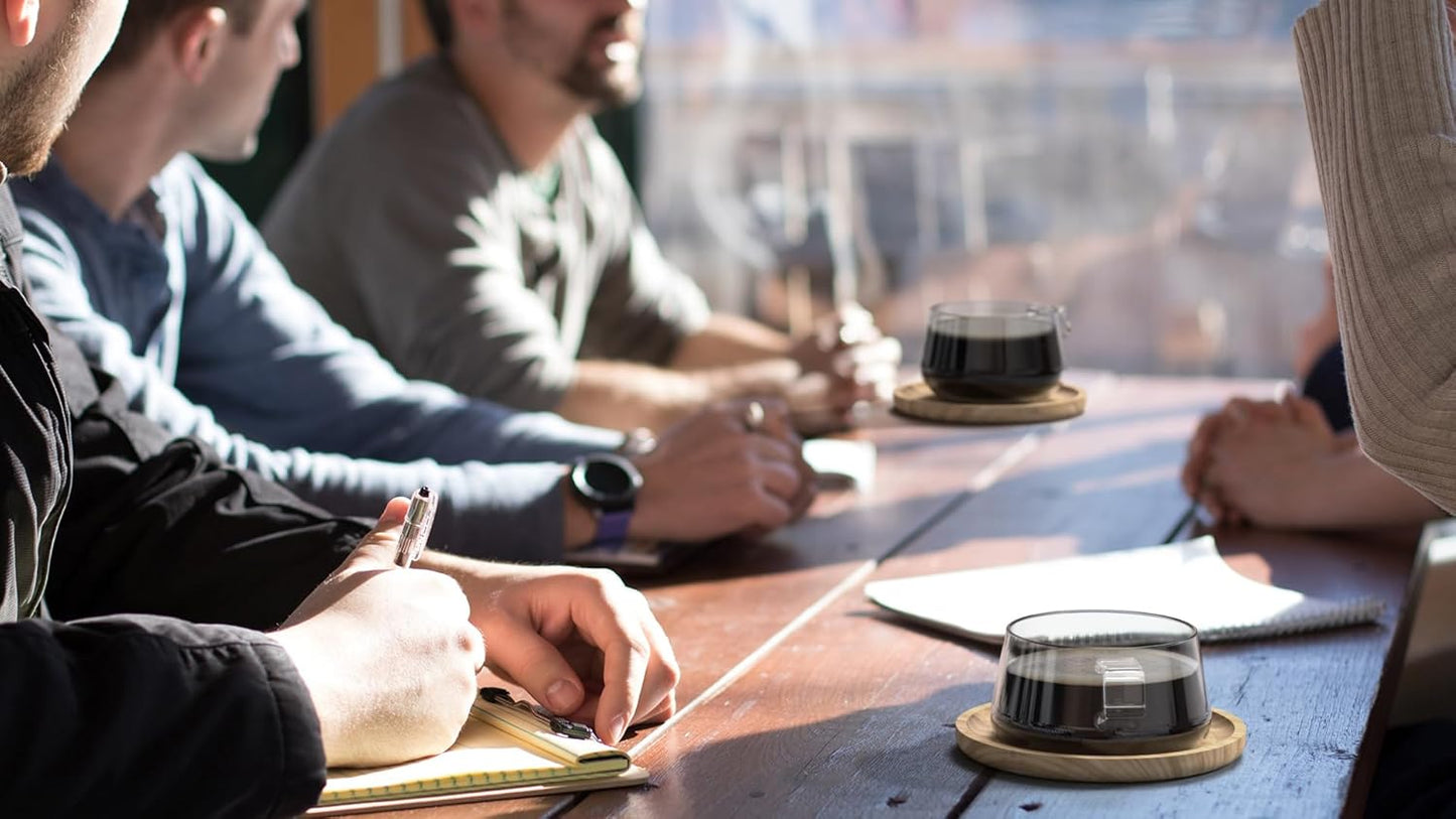 VIVA Classic Glass Coffee Mug or Tea Cup and Saucer Made of Bamboo Wood - 9 oz / 250ml - Perfect for Cappuccinos, Macchiatos, and lattes