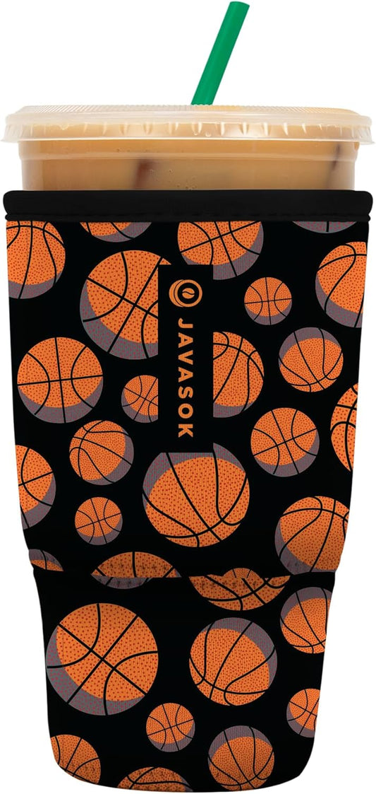 Sok It JavaSok Iced Coffee & Cold Soda Insulated Neoprene Cup Sleeve (Basketball, Large: 30-32oz)