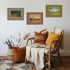 Framed Vintage Western Nature Landscape Wall Art Set of 3, Striped Postcards - Image 8