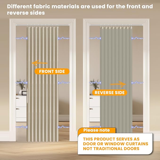 AJAZZ 100% Blackout Magnetic Door Curtain Accordion Doors Interior Folding - Image 3