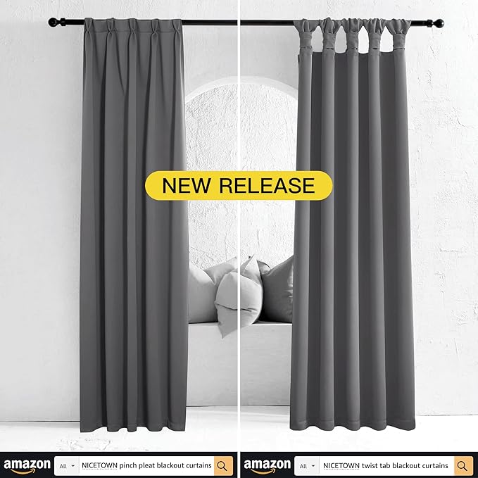 NICETOWN Grey Blackout Curtain Panels - Image 8