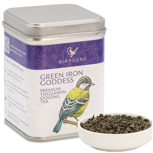 Birdsong Green Iron Goddess: Organic Oolong Tea, light, refreshing, soothing 100% Natural Herbal Tea with Floral and Nutty Taste, Medium Caffeine Alternative to Coffee, Loose Leaf Hot Tea