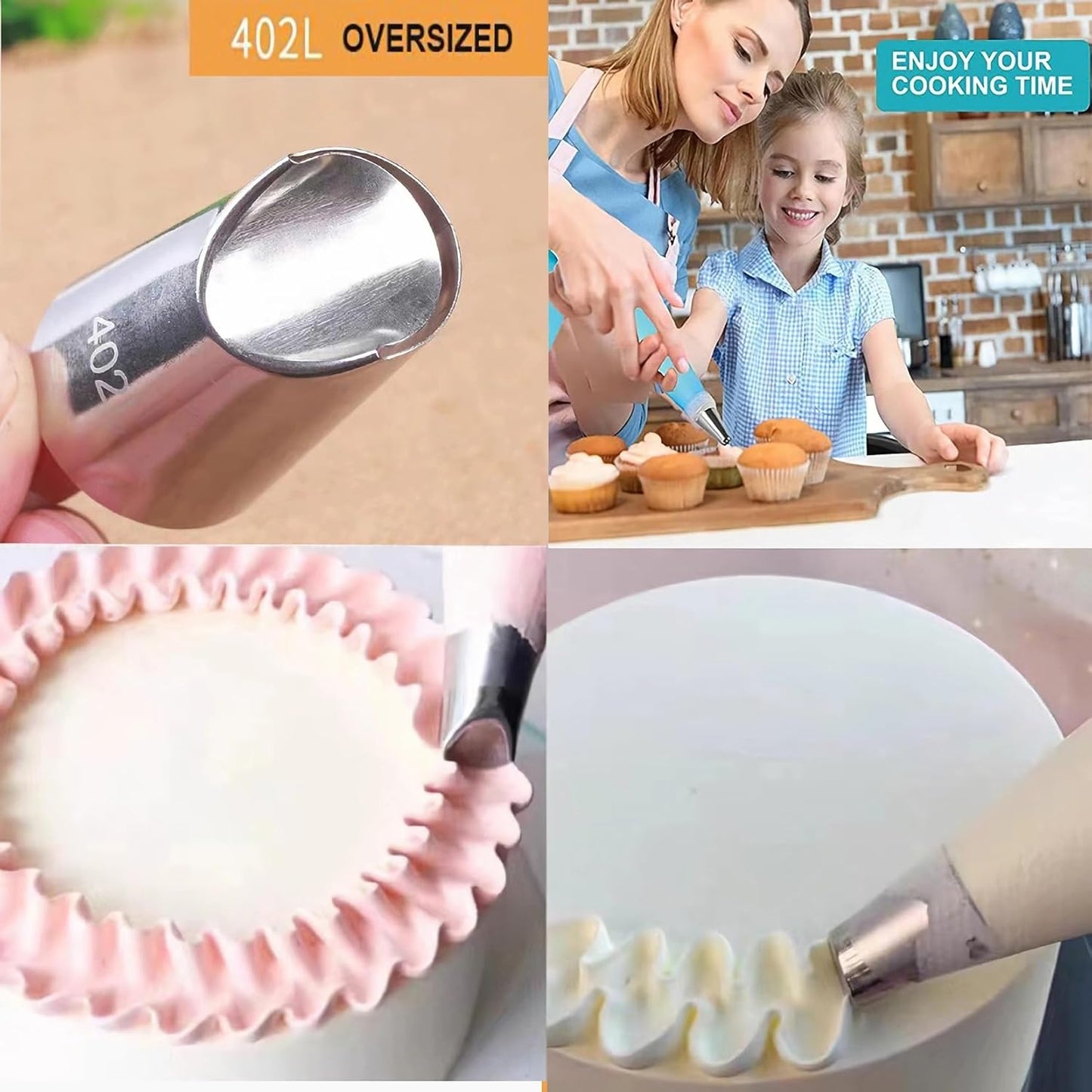 23 pcs Icing Piping Tips（with 8rose flower piping tips 2 Flower Nails 1 Flower Lifter 1Cake Decorating Tips Brush 5 Piping Bags & 6 pastry bag ties）Cake Decorating Tool Kit Petal Icing Tips