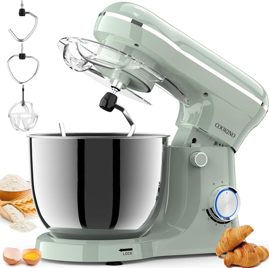 Electric Stand Mixer,10 Speeds Tilt-Head Food Mixer, 3-IN-1 Kitchen Mixer for Daily Cooks with 6 QT Bowl,Dough Hook, Beater, Whisk (Morandi Green)