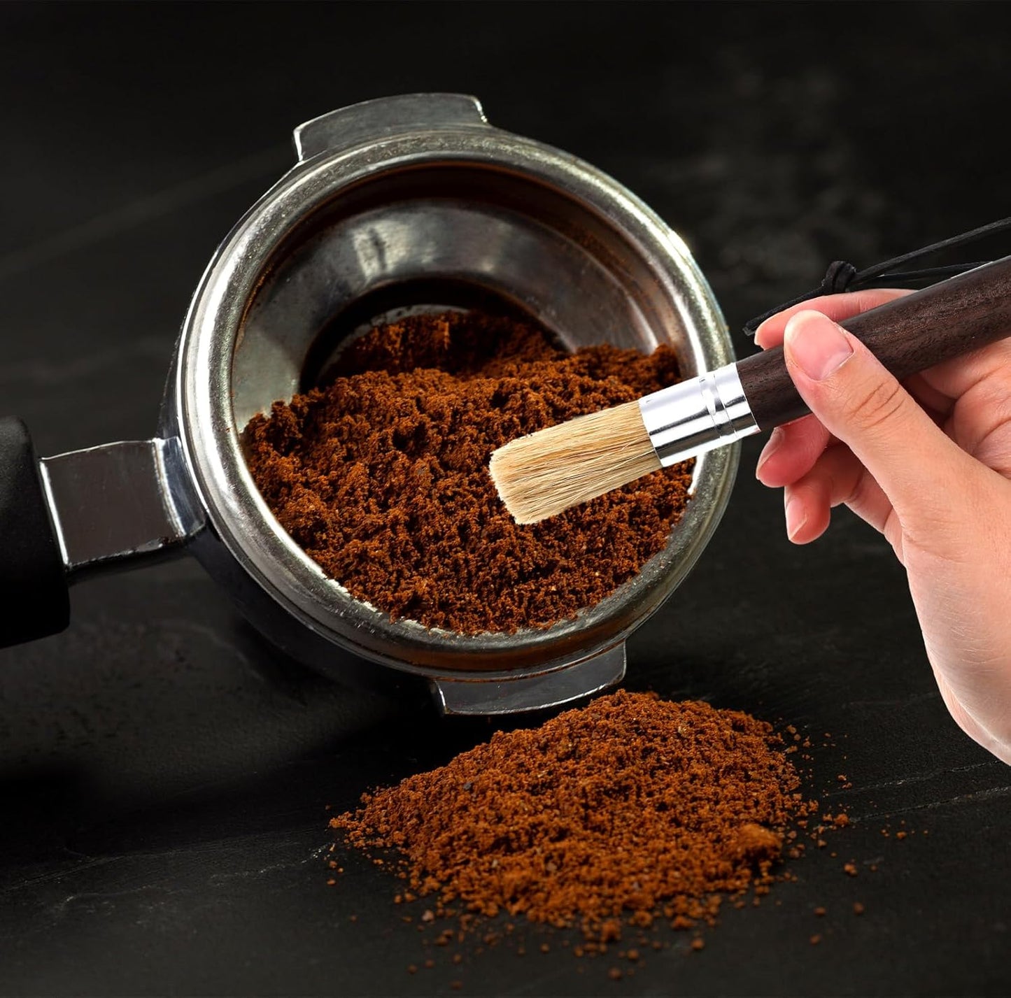 2 Pack Coffee Grinder Brush, Espresso Machine Brush with Wooden Handle and Natural Bristles, Coffee Grinder Cleaning Brushes for Home Kitchen Espresso Machine Cleaner Tool