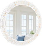 Tanmicoshomy 36 Inch Large Round Mirror, Natural Shell Inlay Framed Large - Image 7