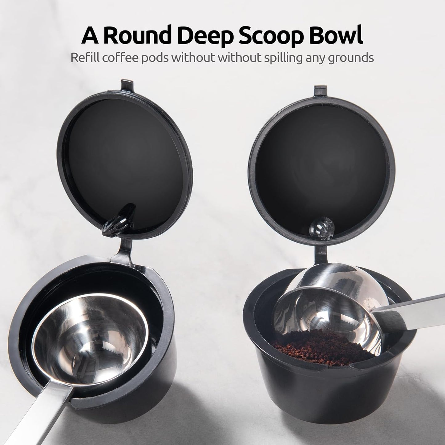 U-Taste Coffee Scoop 1 Tablespoon: 18/8 Stainless Steel Measuring Scooper for Ground Coffee, Bean, Powder, Espresso, 4.3in Long Handle Metal Measure Spoon for Canister, Jar (1Tbsp/15ml)