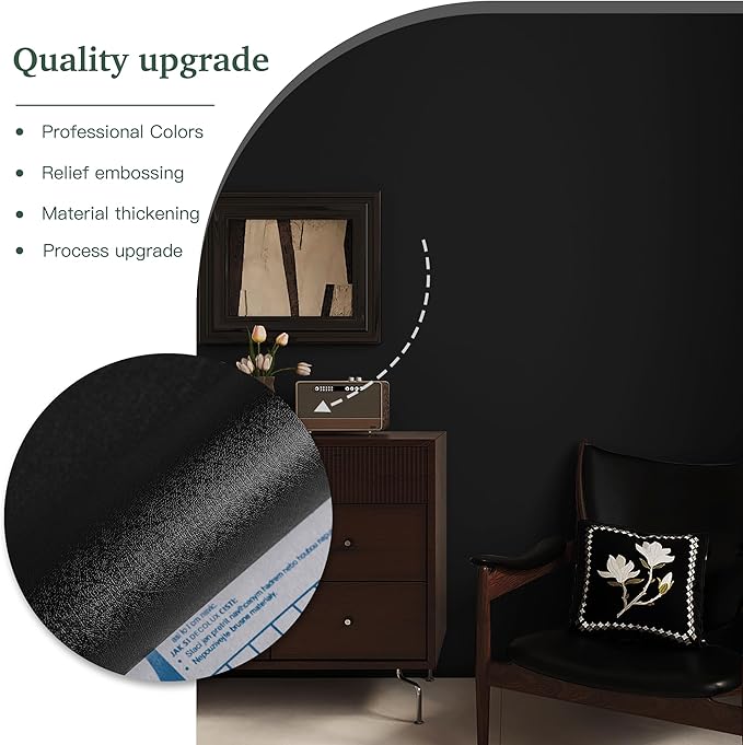 Dimoon 236''x17.7'' Black Peel and Stick Wallpaper Contact Paper Modern Self - Image 7