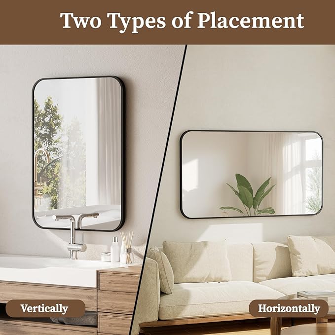 BEAUTYPEAK 24" x 36" Rectangular Aluminum Alloy Frame Wall Mounted Bathroom - Image 4