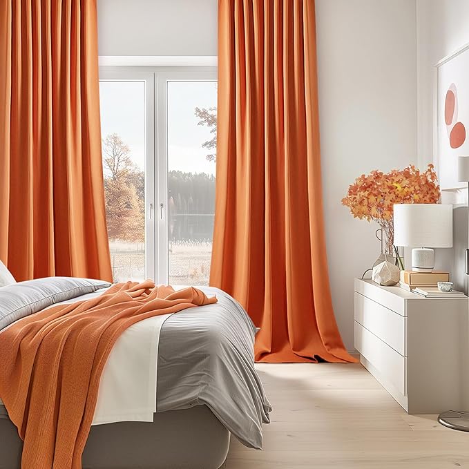 MIULEE 2 Panels Orange Back Tab Blackout Curtains 84 Inch Length - Image 2