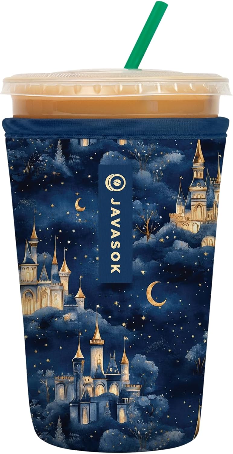 Sok It JavaSok Iced Coffee & Cold Soda Insulated Neoprene Cup Sleeve (Castle in the Sky, Medium: 22-28oz)