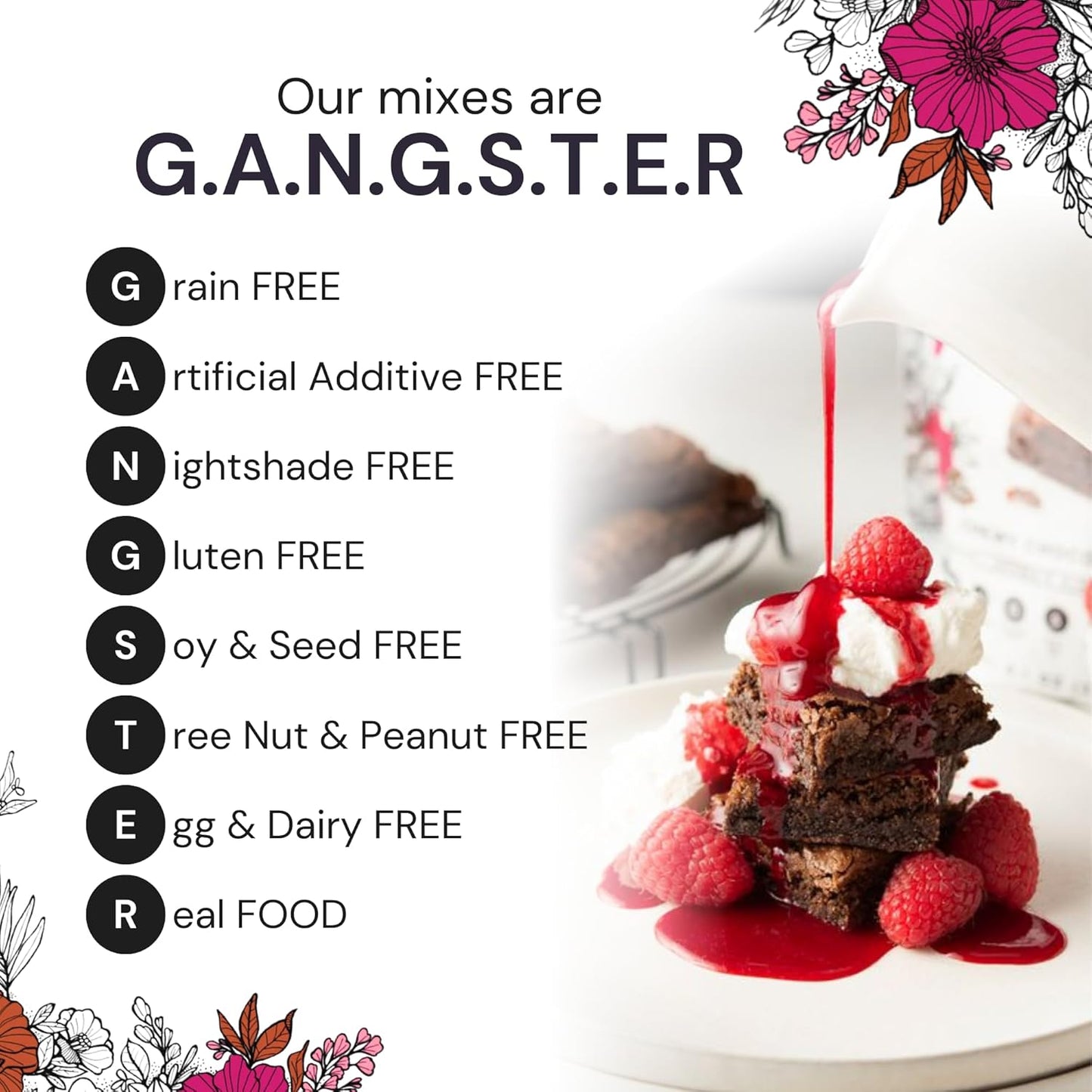 eat G.A.N.G.S.T.E.R. Chewy Choconot Brownie Mix - Allergy-Friendly Baking Mix, Grain-Free, No Dairy, Nuts, Gluten, Dairy - For Paleo & AIP Diets, Try with Chocolate or Carob Chips & Nut Butters