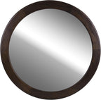Round Mirrors 24 Inch, Wood Vanity Wall Rustic Mirror - Image 2
