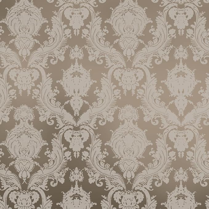 Tempaper Textured Beige Damsel Removable Peel and Stick Damask Wallpaper by TempaperCo