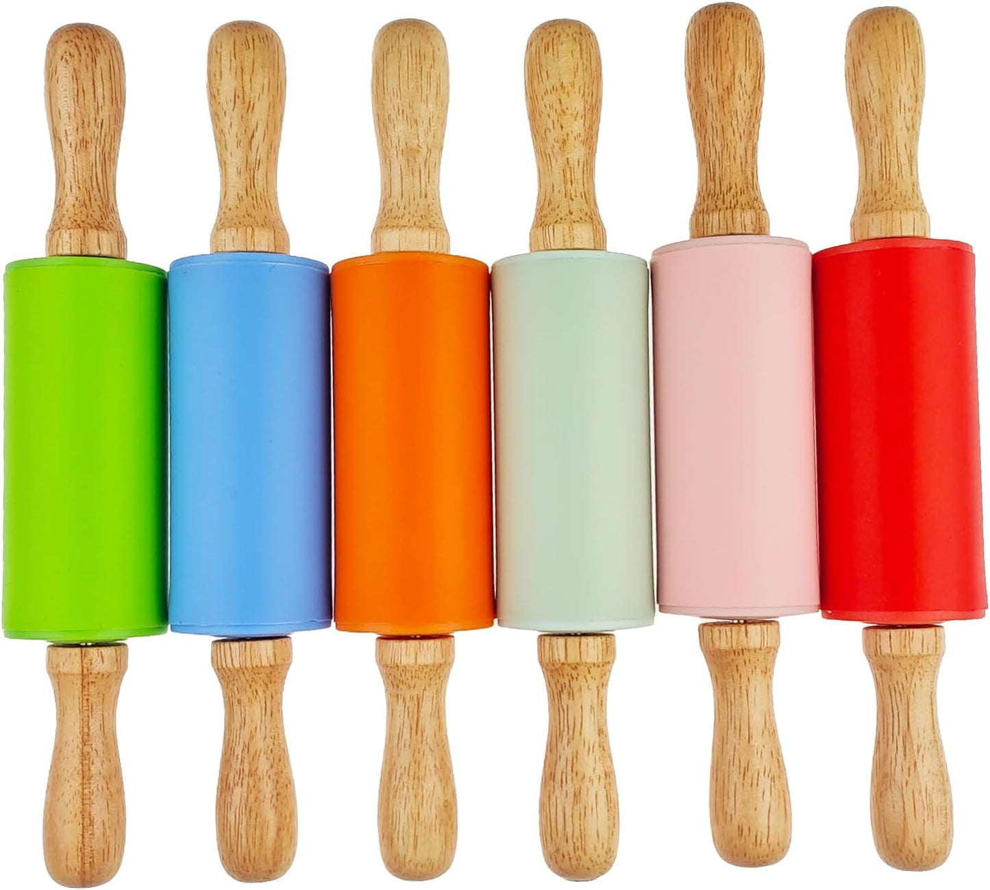 6 Pack Small Rolling Pin for Kids, Kids Rolling Pin for Home Kitchen (6 colors) (9 Inch)