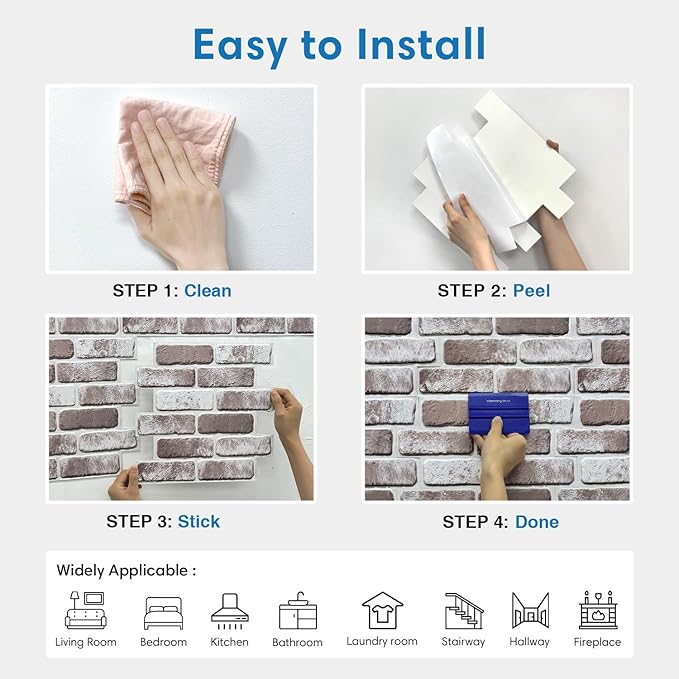 3D Brick Wall Panels, Faux Brick Peel and Stick Wall Panels, Small Size Thin - Image 7