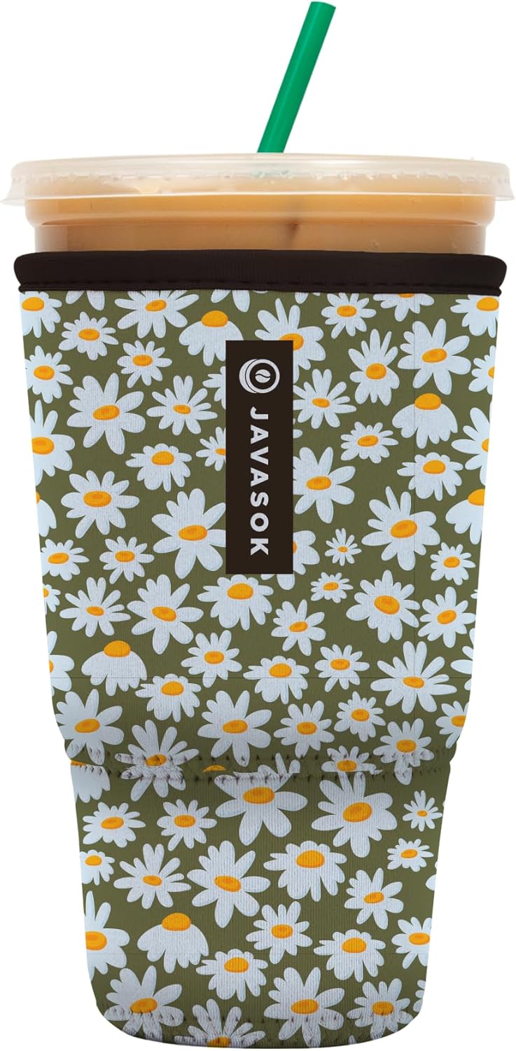 Sok It JavaSok Iced Coffee & Cold Soda Insulated Neoprene Cup Sleeve (Chamomile China, XLarge: 38-42oz)