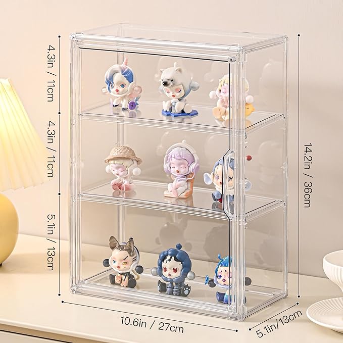 3 Tier Clear Display Case for Figures, Wall-Mounted Acrylic Storage Organizer - Image 2