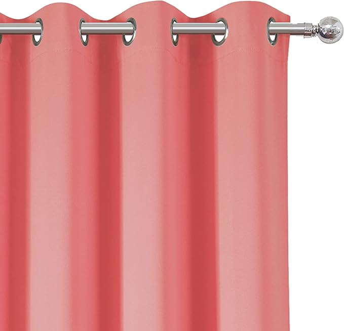 LEMOMO Blackout Curtains 66 x 95 inch/Coral Curtains Set of 2 Panels/Thermal - Image 7