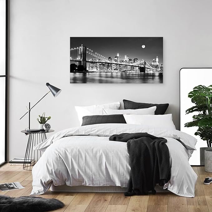 Baisuart-Q30398 Brooklyn Bridge Night View 1 Panels Landscape Artwork Canvas - Image 6