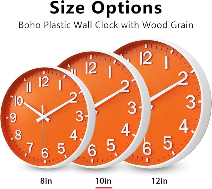 HZDHCLH Wall Clocks Battery Operated, Wall Clock Orange, 10 inch Wall Clock - Image 5