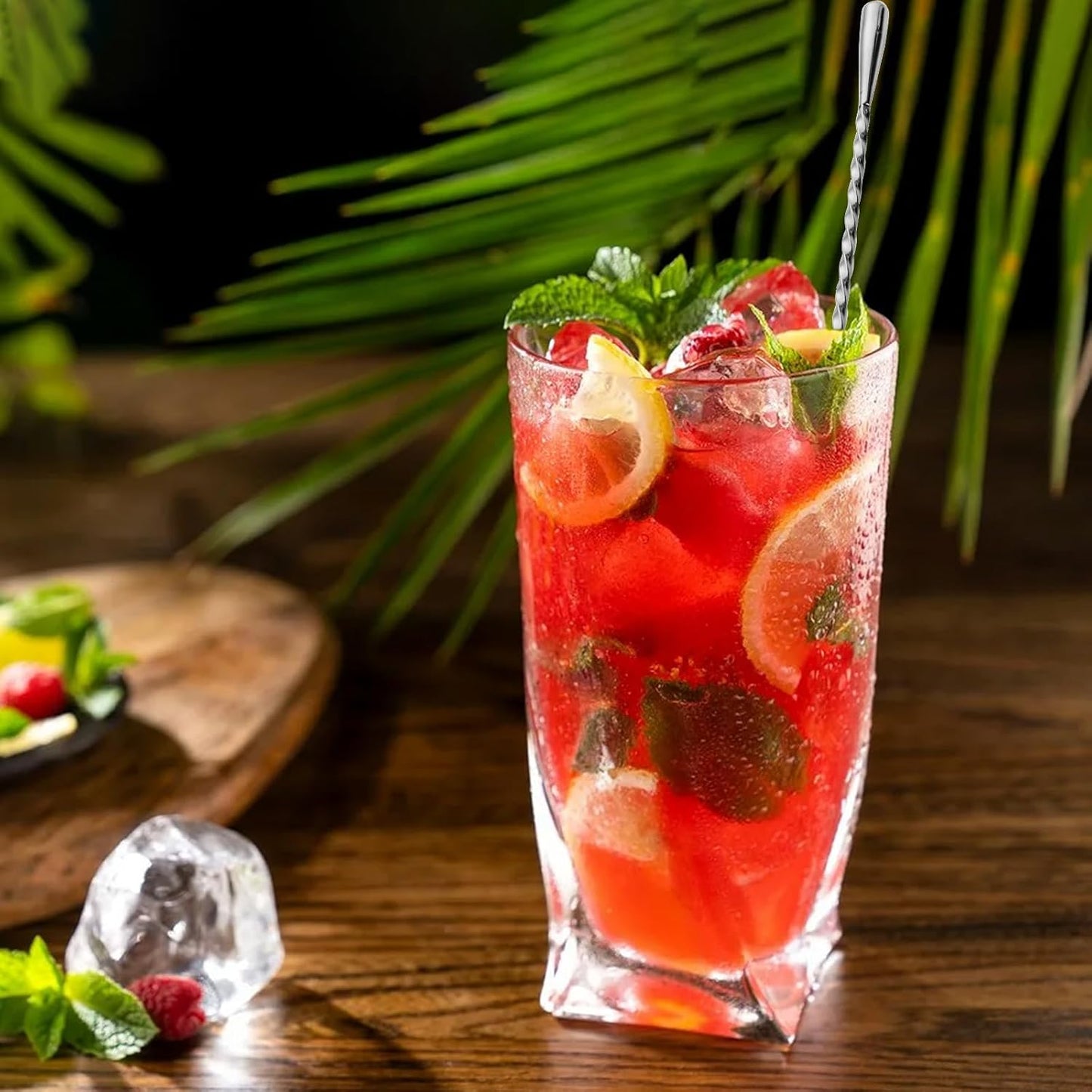 8 PCS 12 Inch Bar Spoon Stainless Steel Spiral Pattern Bar Long Spoon Drink Stirrers Cocktail Spoon, Mixing Spoons Stir Sticks for Coffee Bar Accessories