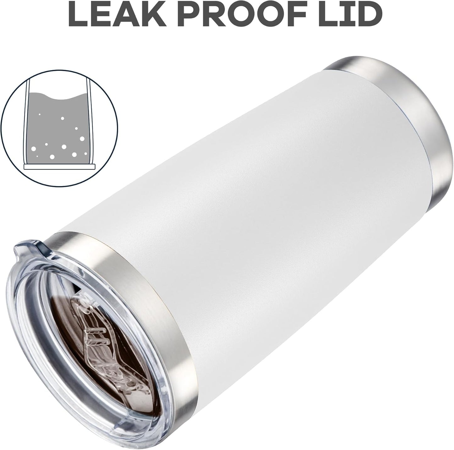 20 oz Tumbler with Lid Stainless Steel Double Wall Vacuum Insulated Tumblers Powder Coated Cups Travel Mug Keep Drinks Cold and Hot, White