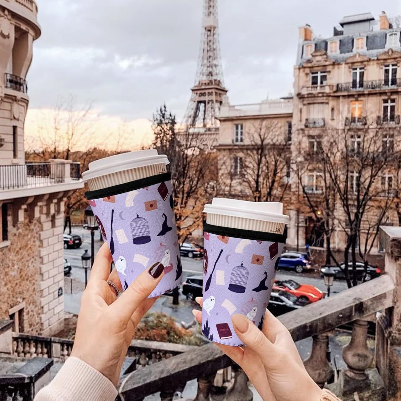 Reusable Insulated Neoprene Iced Coffee Cup Sleeve, Durable Drink Sleeve for Cold Beverages, Beverage Holder for Iced Coffee, Magic Sip