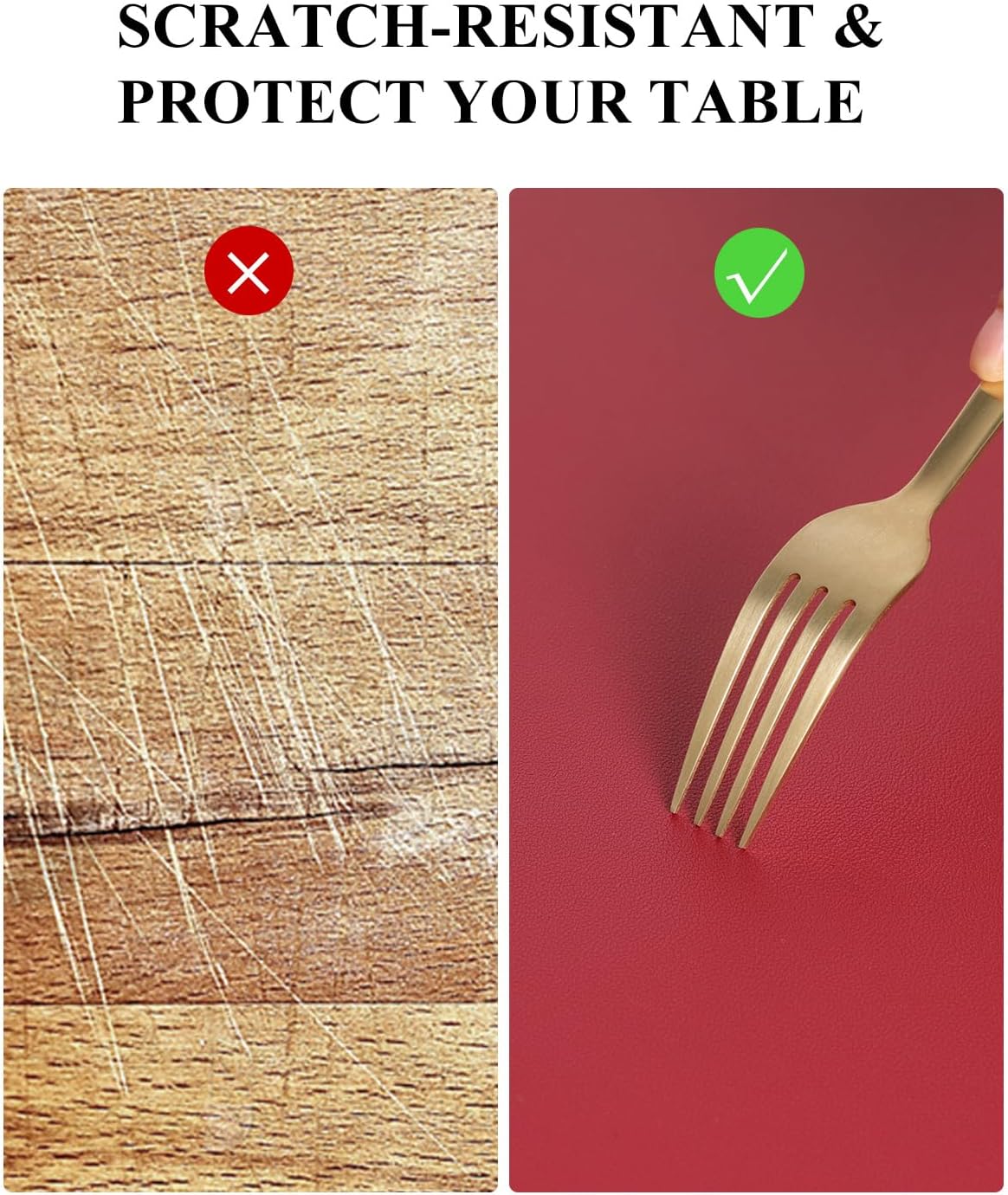 Wine Red Plastic Table Cover Protector, 36" x 54" Waterproof Easy Flat PVC Desk Pad Mat, 1.5mm Thick Rectangle Vinyl Table Top Protector for Dining Room Table, Office, Dresser