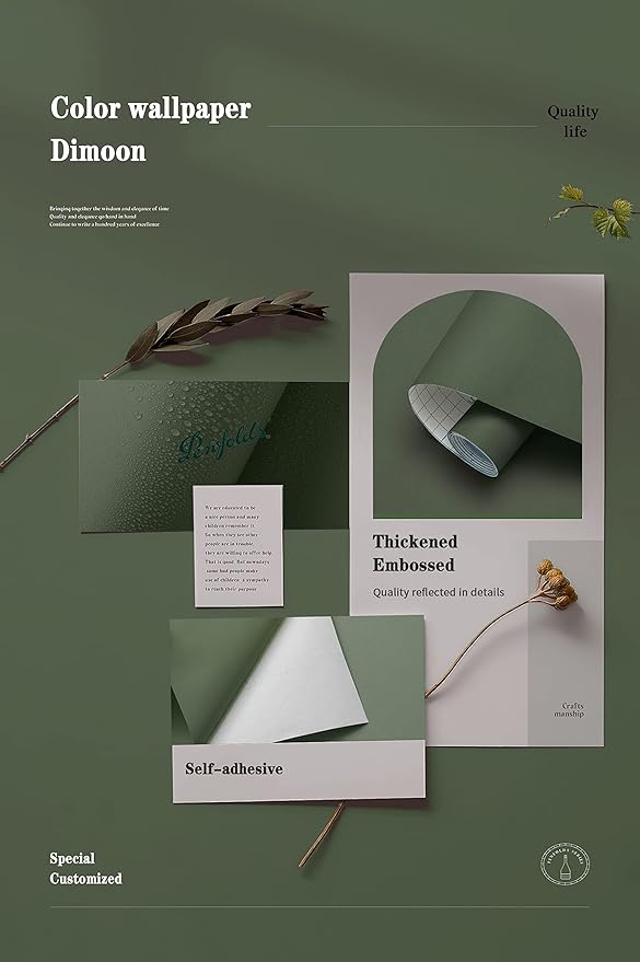 Dimoon 394''x17.7'' Green Peel and Stick Wallpaper Contact Paper Modern Self - Image 4