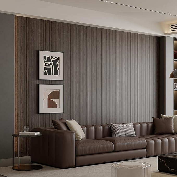 Yutianli PVC Slat Wall Panel Peel and Stick 236"x 15.7" Faux Wood Slat Panel - Image 2