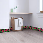 Red Rose Wall Border 196x4 Inch Peel and Stick Floral Wallpaper Border Black - Image 2