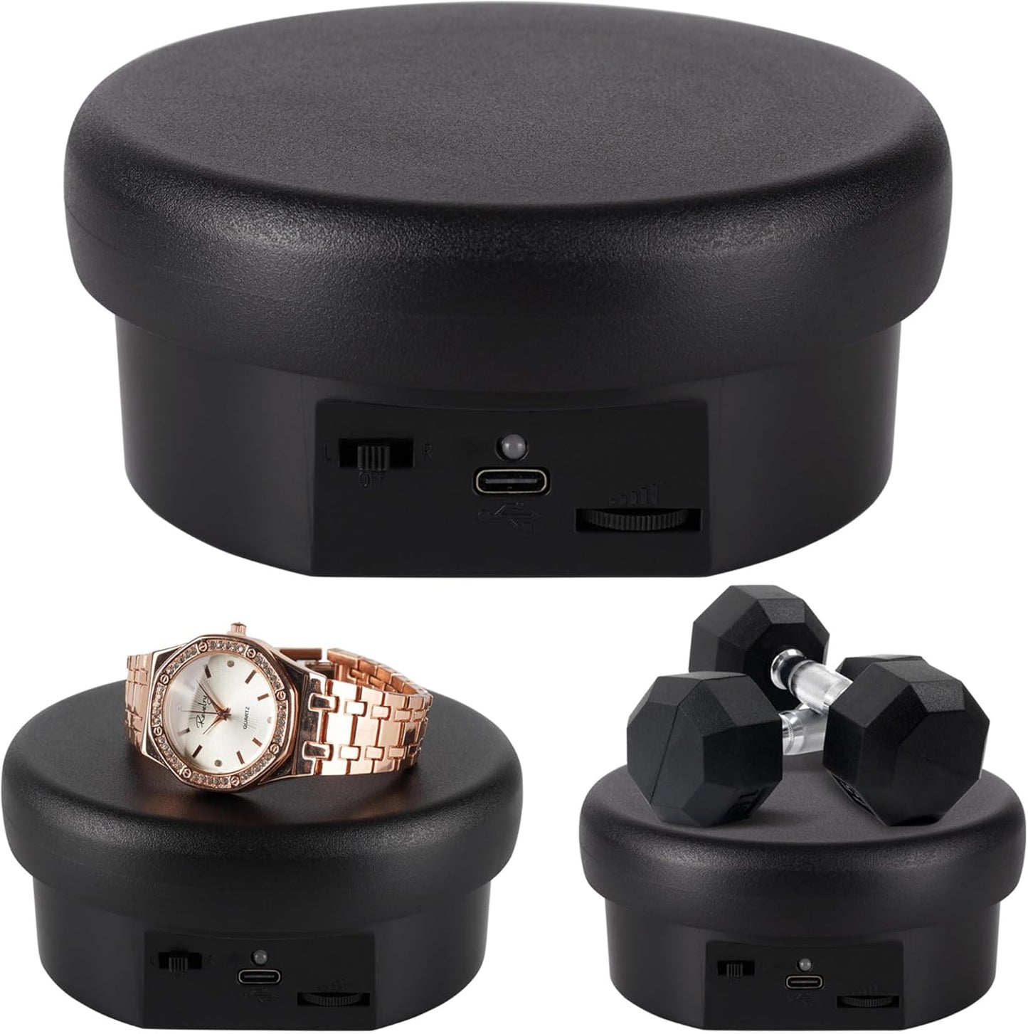 Rotating Display Stand 4.72'' Turntable Stand Black&White Spinning Stand for Product Shows