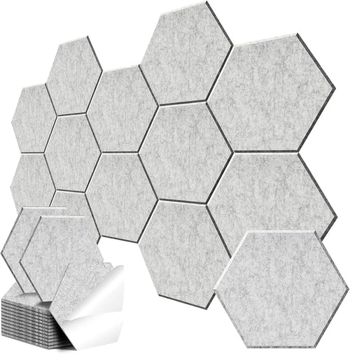 12 Pack Hexagon Acoustic Panels, Self-Adhesive Sound Deadening Panels, Sound by Junwisun